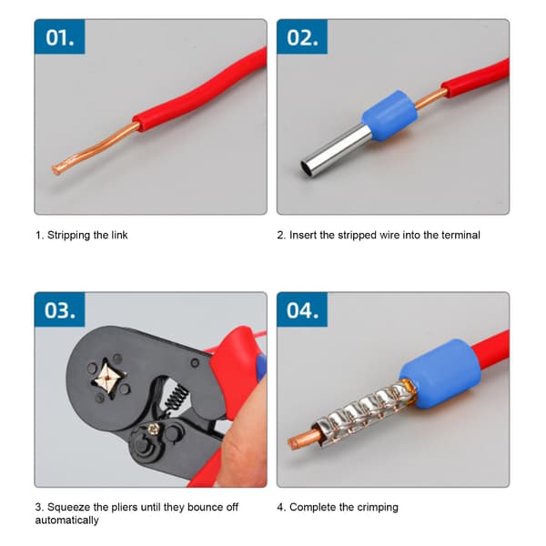 100 stk. E1508 isolerede kobberstiftterminaler PVC-ledningsferruler krympeforbindere til elektronik