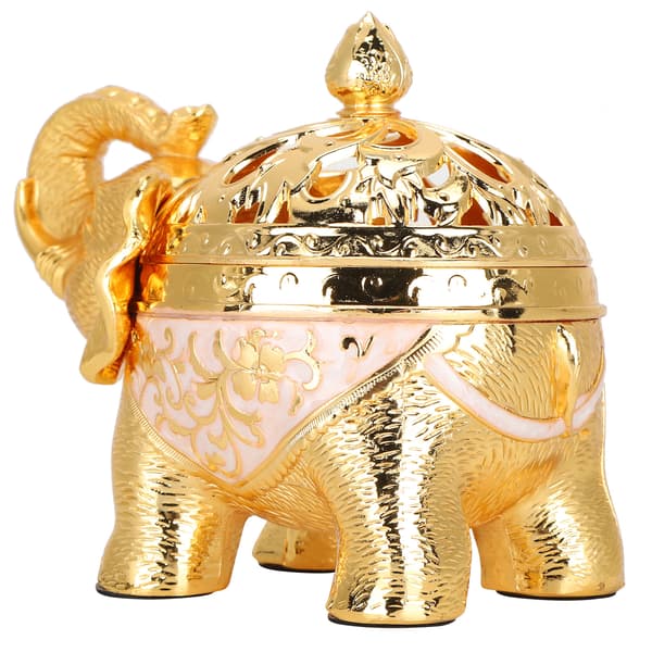 Elefant Rökelsebrännare Aromaterapi Prydnad Guld Vit Vardagsrum Entré Sovrumsinredning