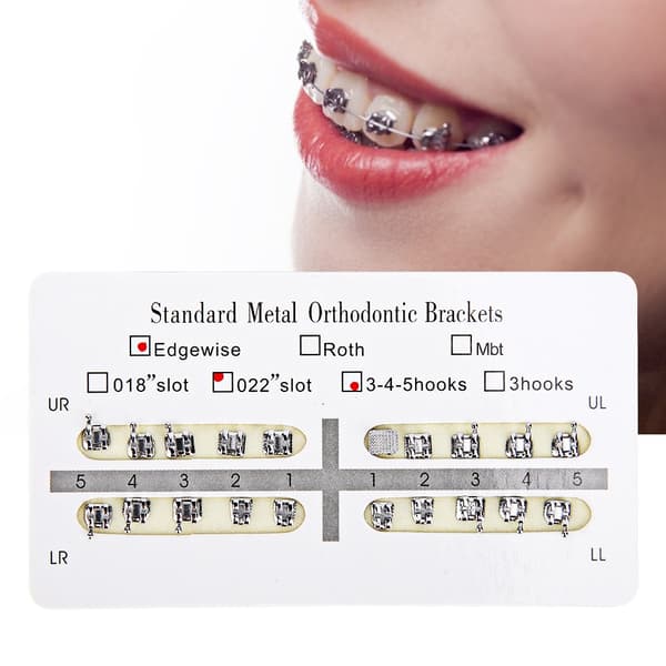 10-pack metalltandställning ortodontiska fästen 022slot345hooks (Edgewise)