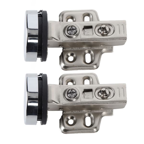 Rustfrit Stål Skab Glasdør Hængsel Sæt - 35 Kobber Glasdør Soft Close Buffer Hængsel - Mid-Bend Halv Overlæg 9mm