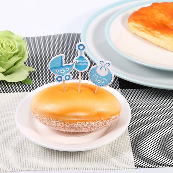 18 söta cupcake-toppar för barn, pojkfödelsedag, babyshower (blå)