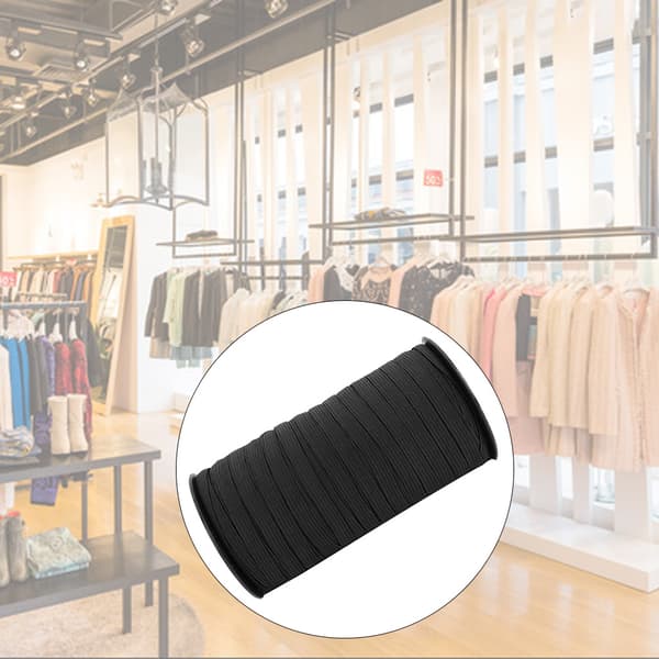 8mm 100yard Elastikbånd Syning Tilbehør Fladstrikket Elastik Håndværk til Tøj DIY (Sort)