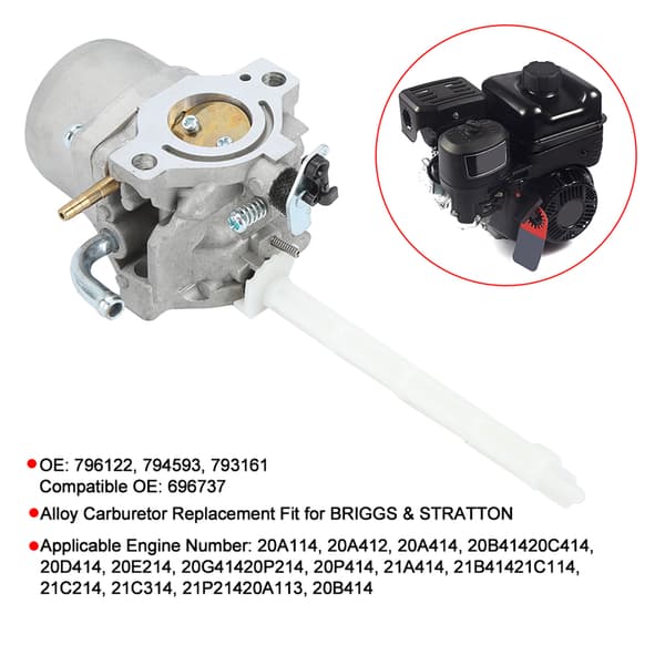 Karburatorudskiftning i legering, passer til BRIGGS & STRATTON 796122