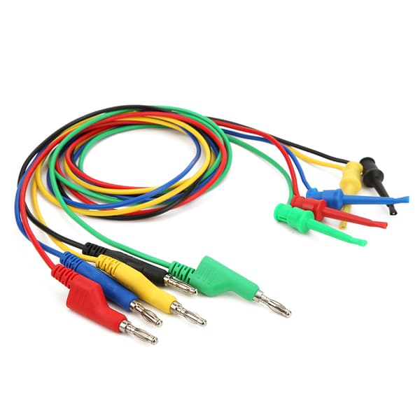 5 stk. 4 mm 1 m stabelbar bananstik til krokodilleklemme multimeter testledningssæt