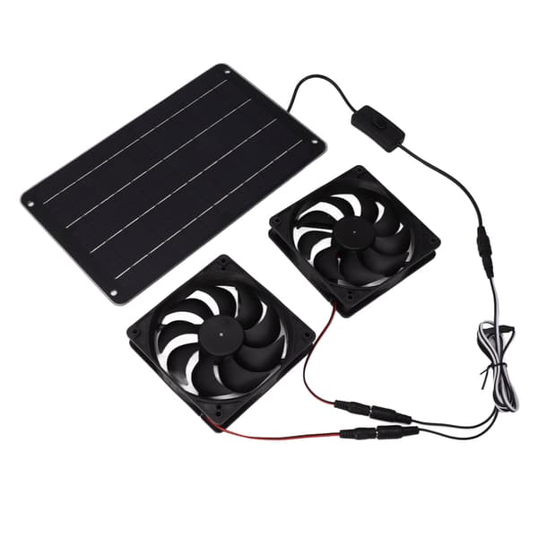 20W Solar Dobbeltventilator 12V Effektivt Energibesparende Panel Ventilationssæt med Afbryder til Dyrehus Drivhus