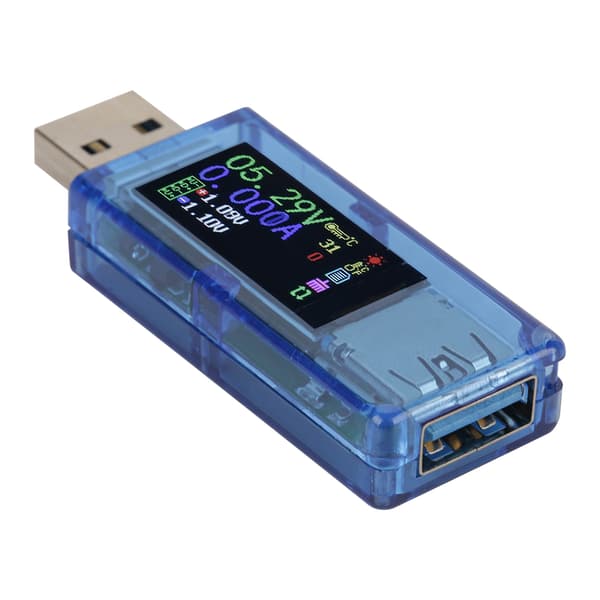 USB 3.0 farvedisplay voltmeter ammeter multimeter, RuiDeng AT34 oplader strømtester