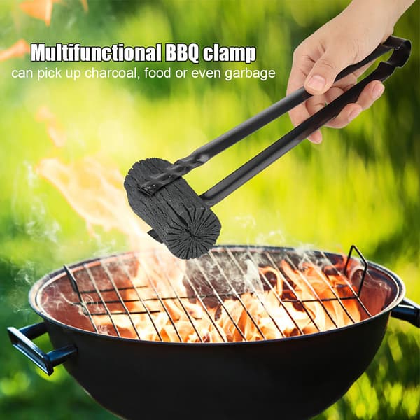 Multifunktionell metall BBQ-tångklämma för askkolserveringsverktyg