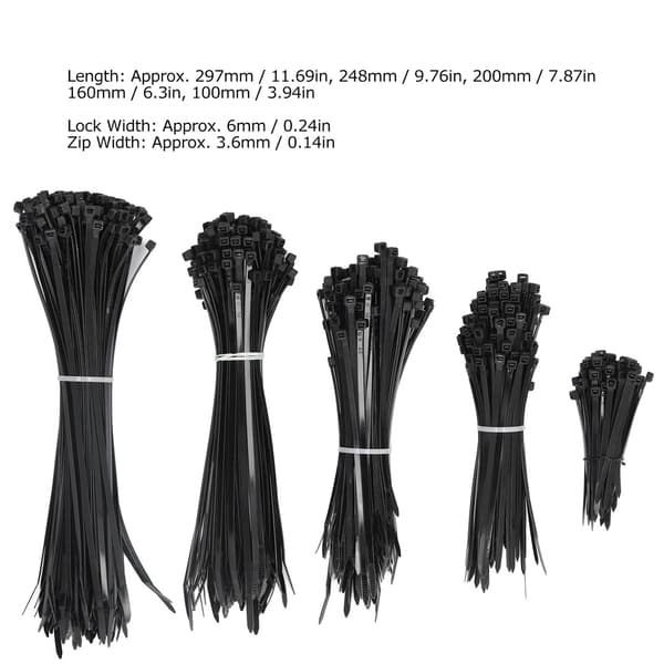 700 stk. sorte kabelbindere 40lb nylon lynlås-låsestropper til lednings- og slangehåndteringssæt