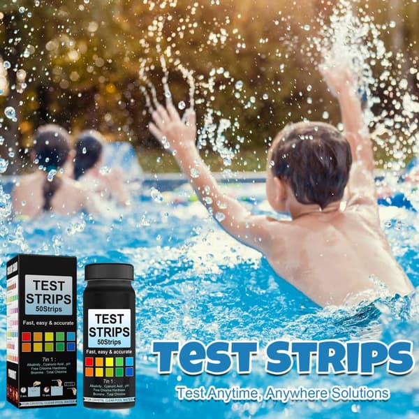7-i-1 Pooltestremsor 50 st Vattentestkit för pH Klor Brom Alkalinitet Cyanursyra