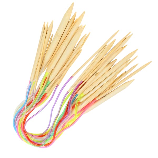 18 st Cirkulär sticka Dubbelspets Bambufärg Flexibel röranslutning Stickverktygssats (60cm)