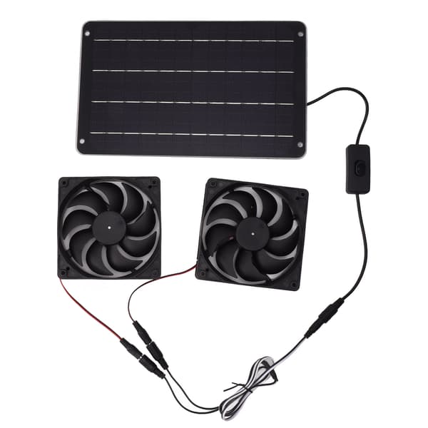 20W Solar Dobbeltventilator 12V Effektivt Energibesparende Panel Ventilationssæt med Afbryder til Dyrehus Drivhus
