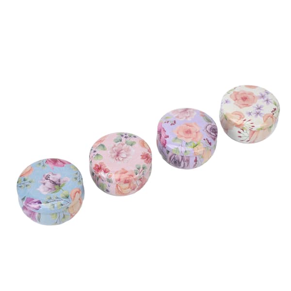 4 stk. elegante duftlys med tørrede blomster til hjemmet, soveværelset, langvarig duft, aromaterapi-lys, lyserød æske