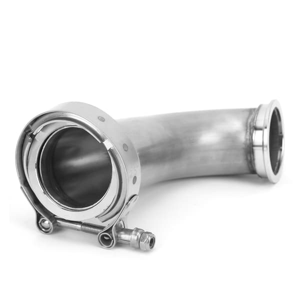 90° Flangealbueadapter Downpipe VBand Klemme Rustfrit Stål 2.5in ID til 3.2in OD