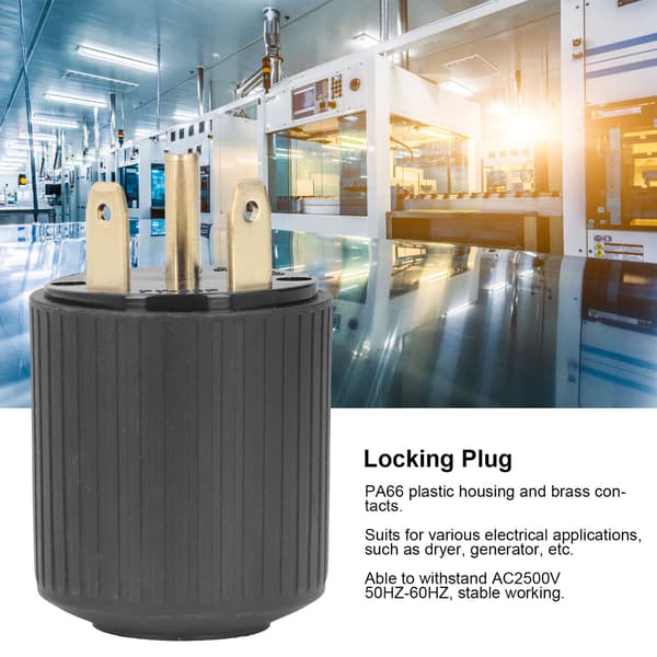 30A 125V Låsepropadapter TT-30P til L5-30P, messingkontakter, til RV- og generatorbrug