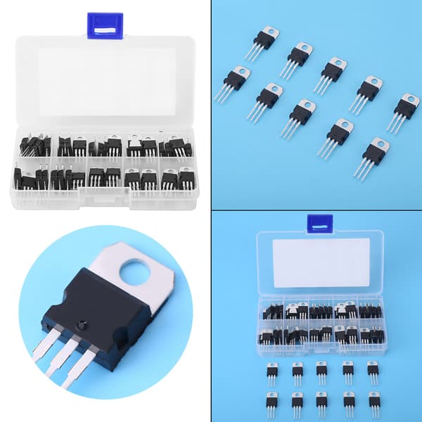 60 stk. 10 værdier L7805CV LM317T spændingsregulator IC-sortimentssæt med etui
