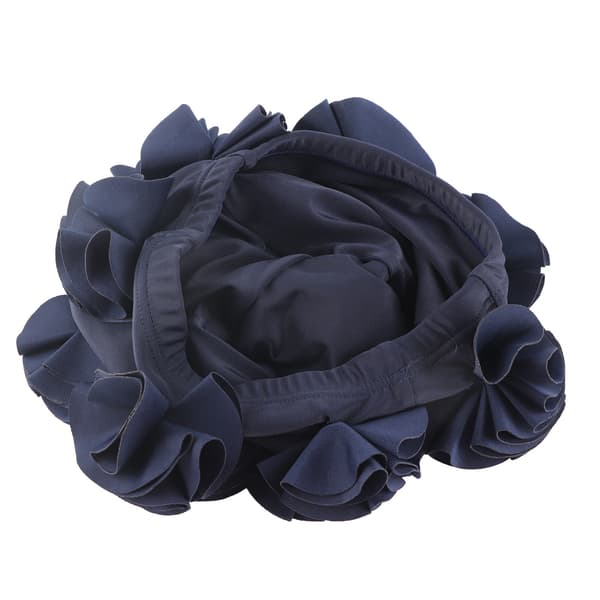 Kvinnor Barn 3D Blommig Stretchig Nylon Badmössa för Långt Hår Blå 21cm 1st