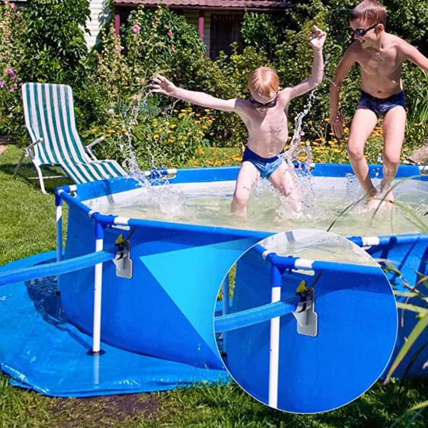 2-pack poolslanghållare, poolslangsstöd, slangklämmor, pooltillbehör