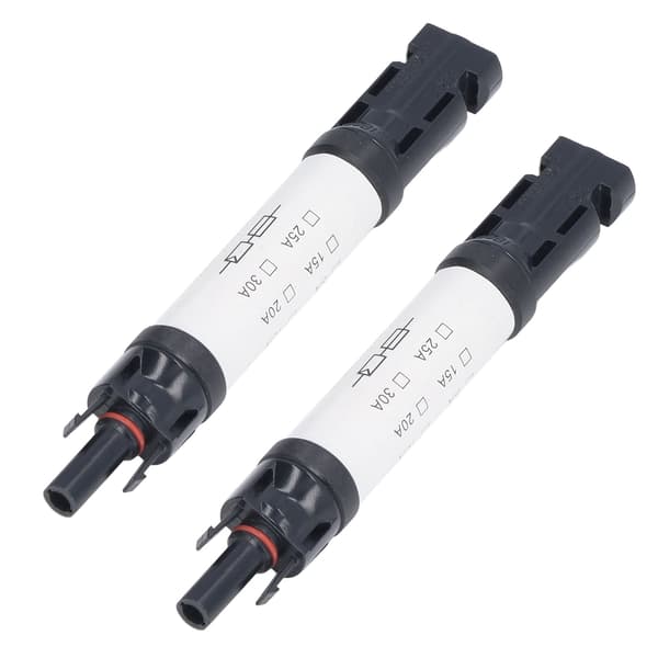 2-pak solcelle PV-stik IP68 UV-bestandig 1000V 15A inline sikring til solcellekabler