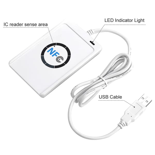 NFC RFID-läsare Skrivare ACR122U ISO 14443A/B Vit med Gratis PC-programvara