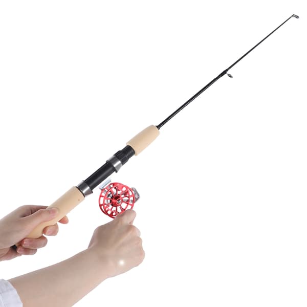 Isfiske Utdragbar Spö & Rulle Set FD50, Kompakt Vinterfiskesats, Röd, 150cm
