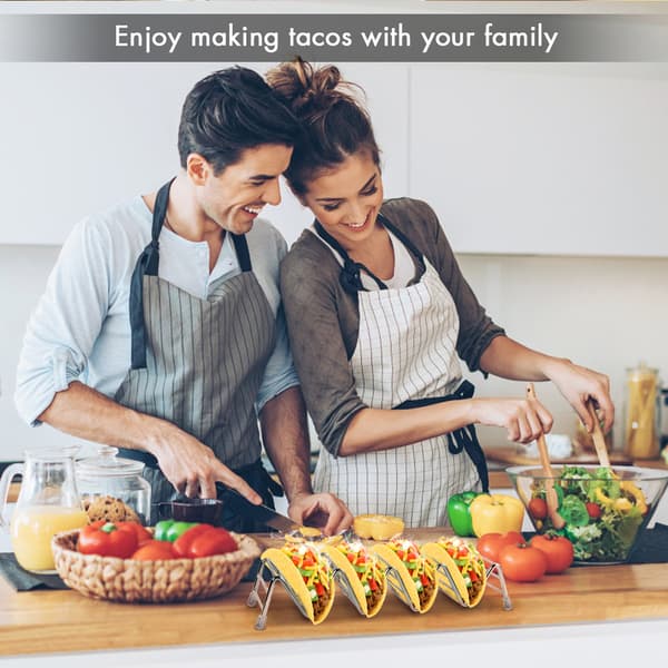 Premium Taco-holder sæt i rustfrit stål, 2 stk. til børn, hårde eller bløde tacos