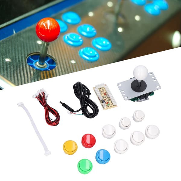 10-knaps arkade-joystick-sæt Nul forsinkelse-encoder DIY-dele til MAME, blandet farve (hvid)