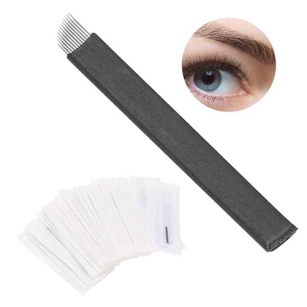 50 st 0,18 mm Microblading-nålar Ögonbrynstatuering Semi-permanent nålblad (12 stift)