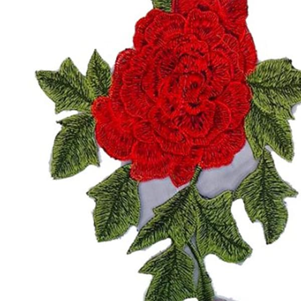 Rose Patch 10.2x7.1in Udsøgt tekstur Holdbar polyester Multifunktionel blomsterpatch til tøj taske sko