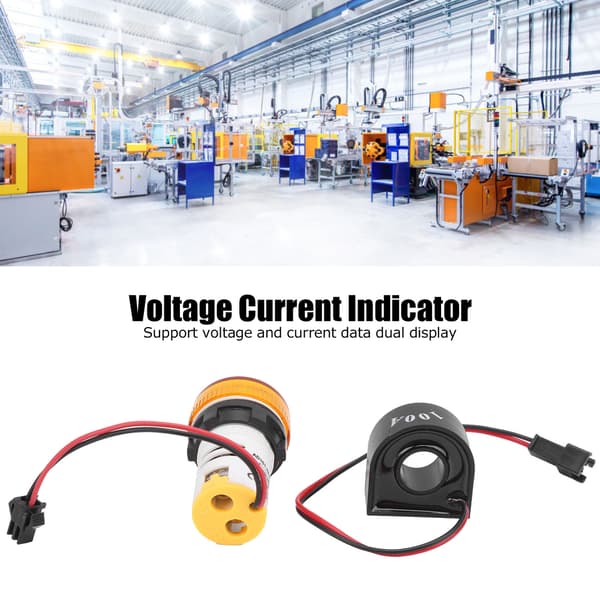 AD101-22VAM AC/DC Voltmeter Ammeter Dobbelt Display, 50-500V 0-100A, Gul LED, 22mm