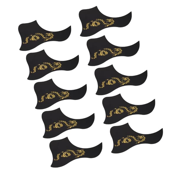 10 st PVC Plektrumskydd för Akustisk Gitarr, Drakmönster Repskydd Set, 40\" 41\", Guld