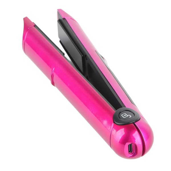 USB Uppladdningsbar Multifunktionell Mini Plattång Locktång Hårstylingverktyg (Rosaröd)