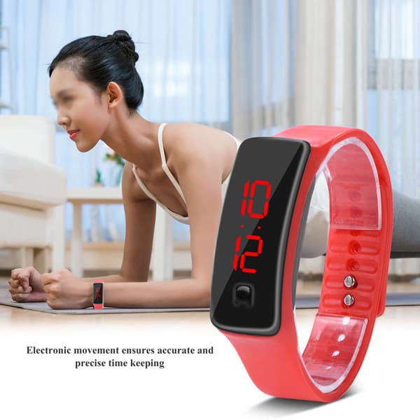 Sport LED Digital Klocka Silikonrem 12-timmars Display Elektronisk Armbandsur