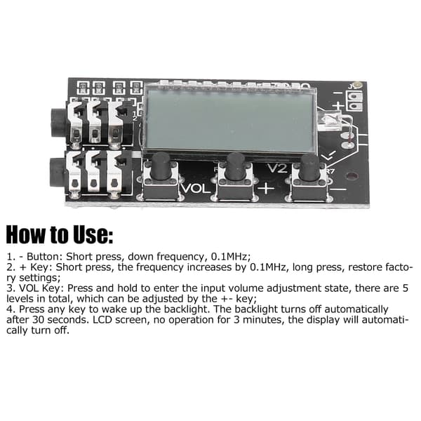 FM-sender modul 2CH LCD-skærm 76-108MHz Stereo Audio Board 3.6-15V