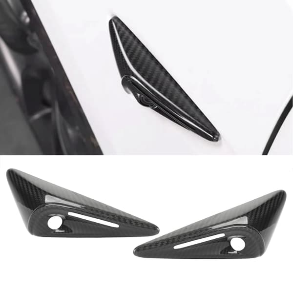 2 STK Side Mudguard Kamera Ventilationsdæksel Trim Kulfiber UV-resistent Erstatning til Tesla Model S 2023+ Blank