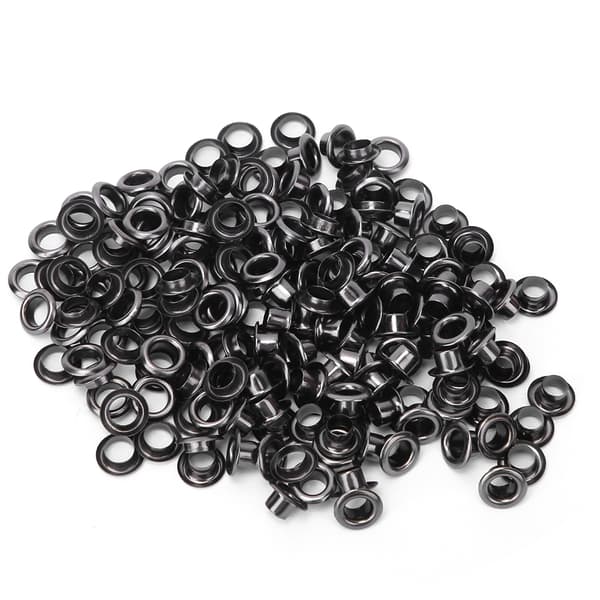 100 sæt messingøje tøjtaske tilbehør dobbeltsidet 4 mm øje grommet kit sort