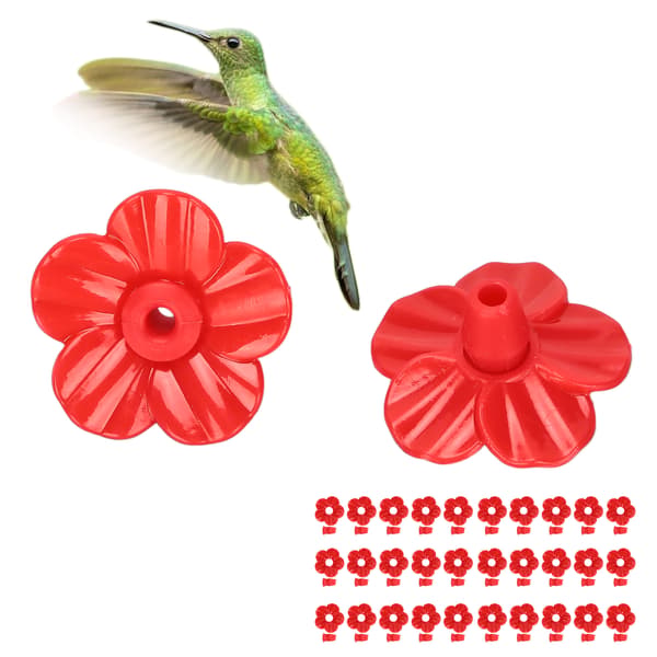 30 Stk. Kolibri Foder Blomster Flerfarvede Unikke Udskiftelige Fuglefoder Røde Tilbehør