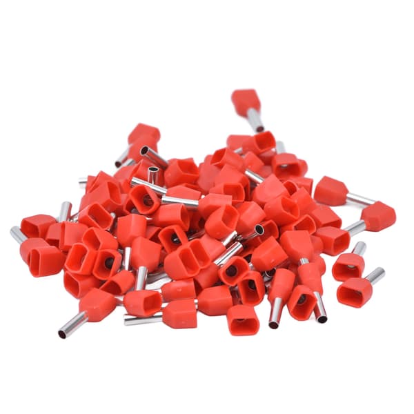 100 STK Kobberrør Isolerede Kabeltyller Krympeforbindelse PVC til 18AWG Ledning, TE1008