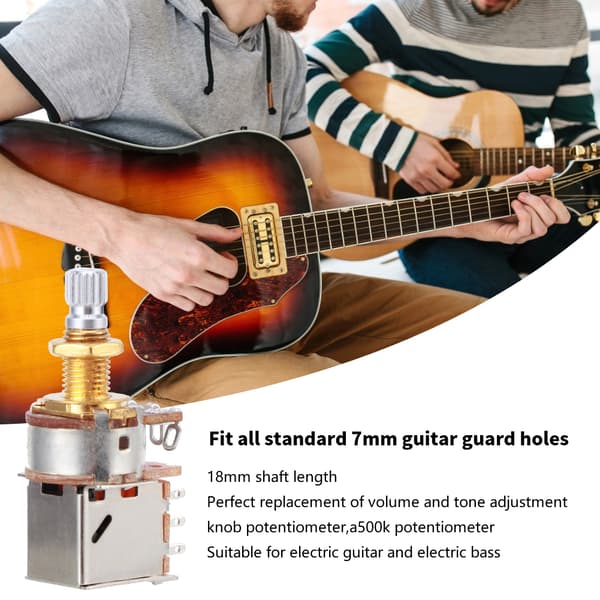 Metallgitarr Volym Ton Pot 500K Ohm A500K för Elgitarr Bas Push Pull Coil Tap 18mm Skaft Guld 1st
