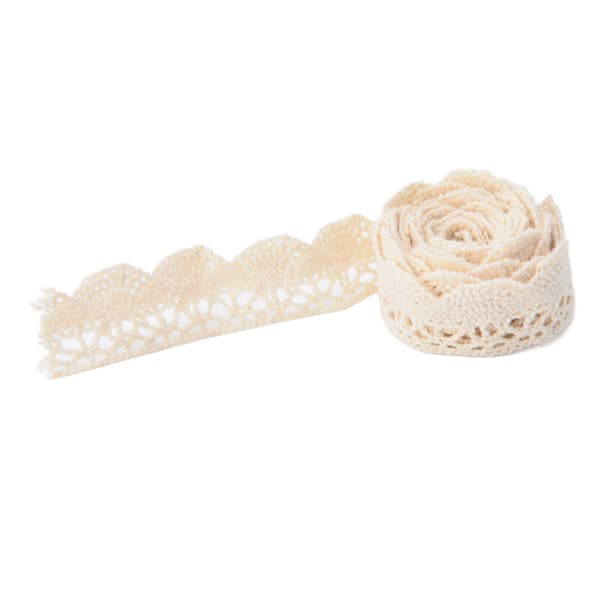 Spetsband DIY Bomullsnät 2cm Bredd 20 Yards Elegant Tyllspets för Gardin Kläder Duk Presentförpackning Beige