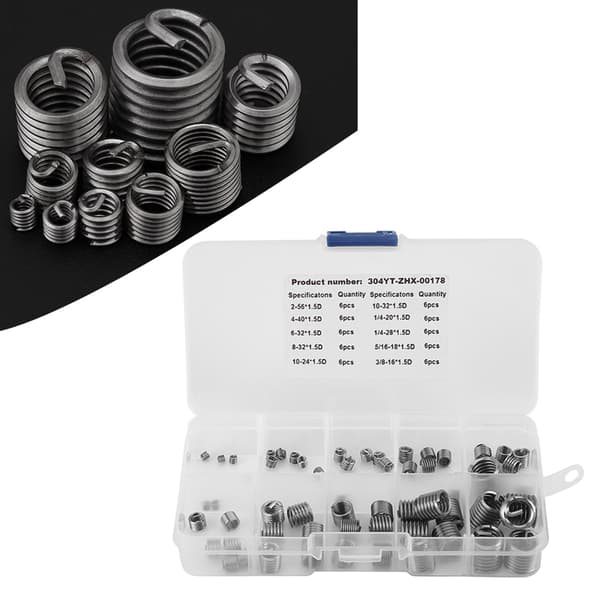 60 stk. 304 rustfrit stål gevindreparationsindsatssæt - trådspoleassortiment