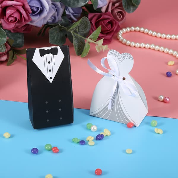 Elegant Romantisk Box Godis Gåva Bröllopsfest Dekoration, 2-pack