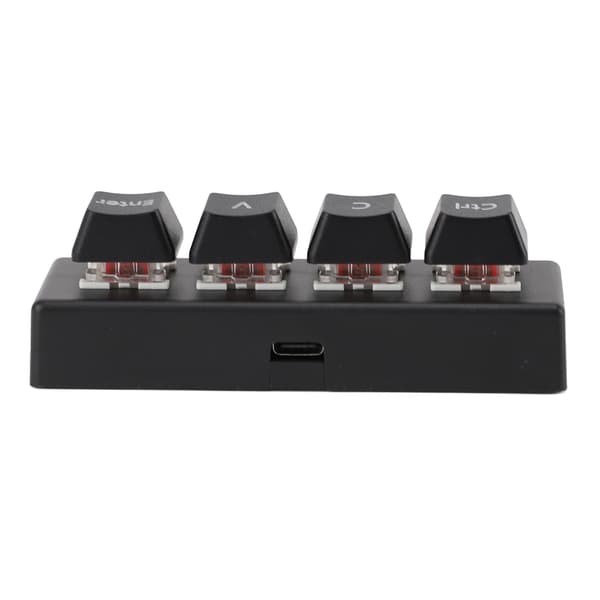 Programmerbar 4-tasters Macropad NKRO Rød Switch Ctrl CV Enter Mini Mekanisk Tastatur til Gaming Kontor Medier Sort
