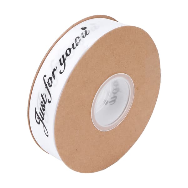 2,5 cm Satinband Rulle 45yd Tryck Bara för dig Polyester för DIY Bröllopsdekoration Födelsedagstårta Förpackning Vit