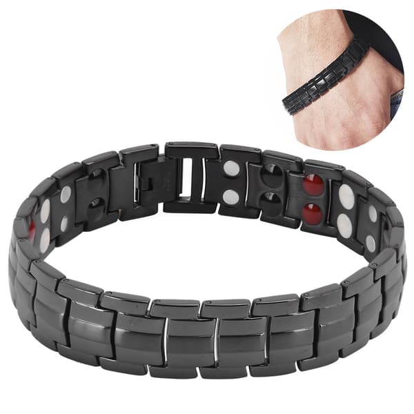 Magnetarmbånd til mænd, træthedslindring, smertelindring, sundhedspleje, sort