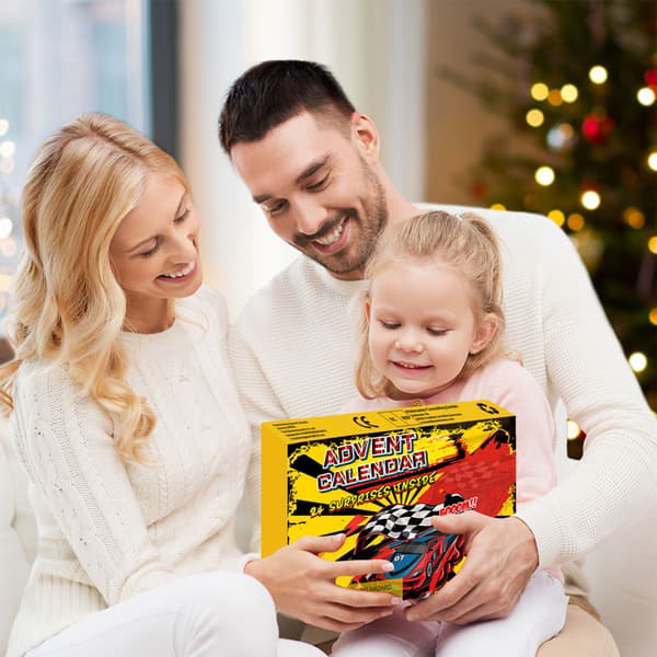 24-dagars julkalender med 24 akryl 2D bilprydnader - Julgransdekoration och julklapp för barn