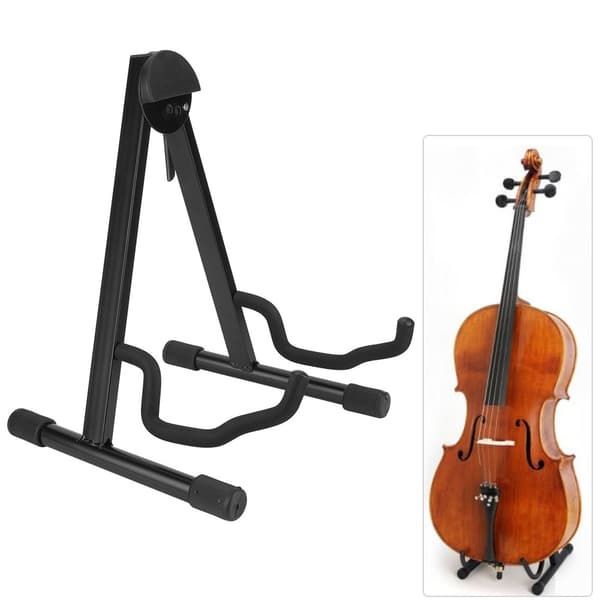 Justerbart hopfällbart cellostativ svart instrumenttillbehör