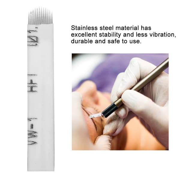U-formad ögonbrynstatuering Manuell Microblading Semi-permanent steril nålblad 10st 12nålar