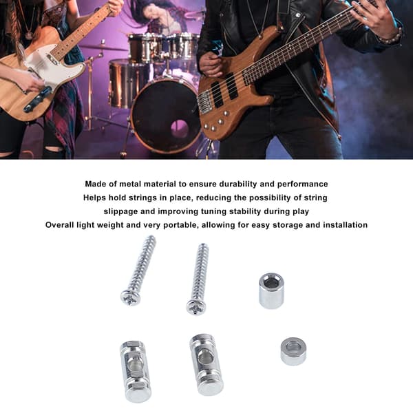 6x Metal Roller String Tree Guide Retainer til Elguitar, Sølv Streng Guide Erstatning