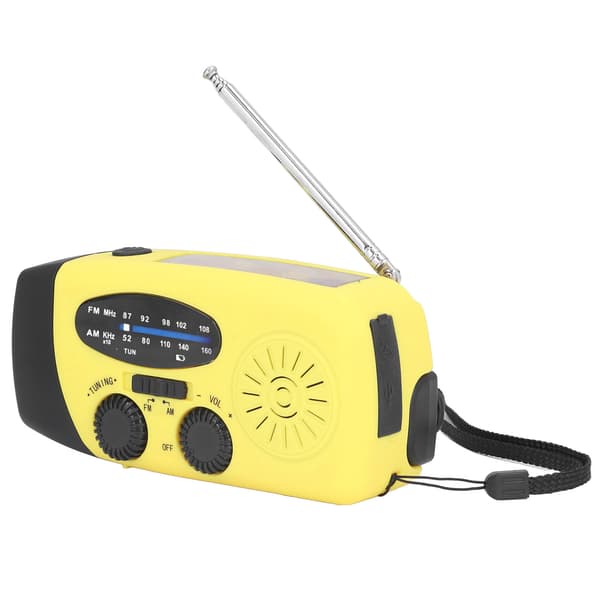 Handvev Solar Nødradio, Multifunktionel LED Lommelygte Campingradio, Gul