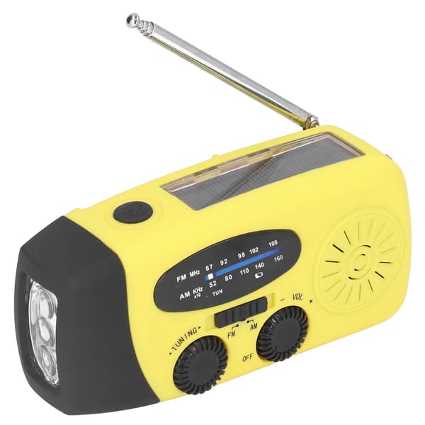 Handvev Solar Nødradio, Multifunktionel LED Lommelygte Campingradio, Gul
